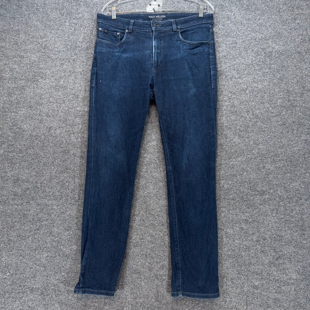 Mack Weldon Silver Denim Jeans Mens 34 Dark Indigo Slim Straight Antimicrobial